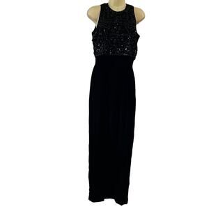 Rimini Size 2 Black Velvet & Sequin Formal Dress Gown Sleeveless Holiday Prom